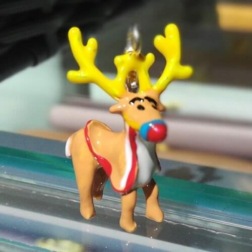 Reindeer Wapiti Charm,Three-dimensional Europe Enamel Animal Jewelry For Christmas Gift silver-plate