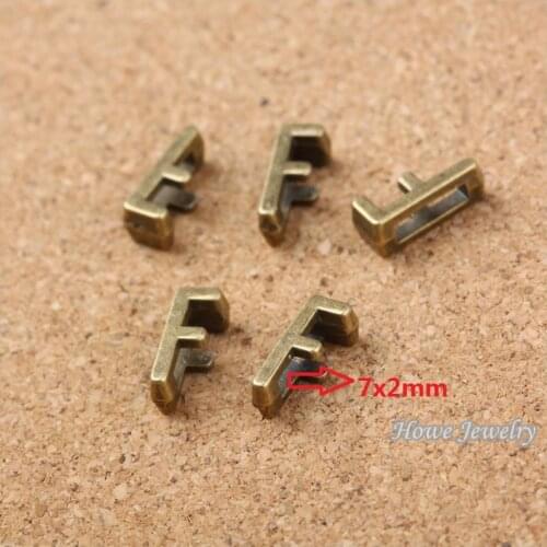 Wholesale 225 pcs Vintage Charms Letter F Antique bronze Fit Leather leather slide rope bracelet jewelry production 10068