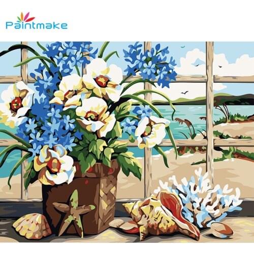 PAINTMAKE Flowers DIY Painting By Numbers Drawing Kits Oil Hand Painted On Canvas Home Decoration Painting Art Picture
