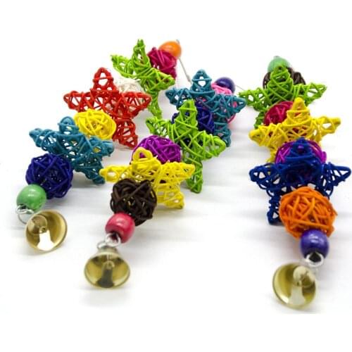 Rattan Parrot Chew Bite Strands Stat Ball Bird Parrot Parakeet Molar Teeth Toys Rattan Ball Toys for Playing Bird Cage Supplies