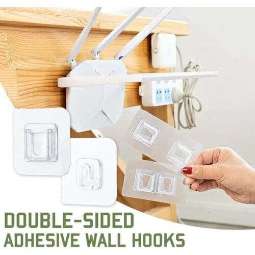 6-12 PCs Transparent Double-sided Adhesive Wall Hooks Storage Tools Wall Mounted Hooks for Kitchen Non-Marking Buckle Home Decor