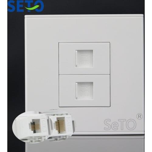 SeTo 86 Type Network LAN RJ45 Cat5e + Cat3 Telephone Direct Connection Wall Plate Socket Keystone Faceplate