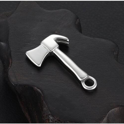 Stainless Steel Charms Axe Nail Hammer Hole 4mm Polishing Bracelet Hooks Clasp Jewelry Making Findings DIY Supplies Accessories
