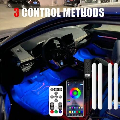 Auto LED RGB Interior Atmosphere Strip Light Decorative Foot Lamp With USB Wireless Remote Music Control Multiple Modes For Car