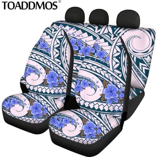 TOADDMOS Polynesian Hibiscus Design Fashion Front and Rear Car Seat Covers Stretch Seat Protector for Car/SUV Universal Size Fit