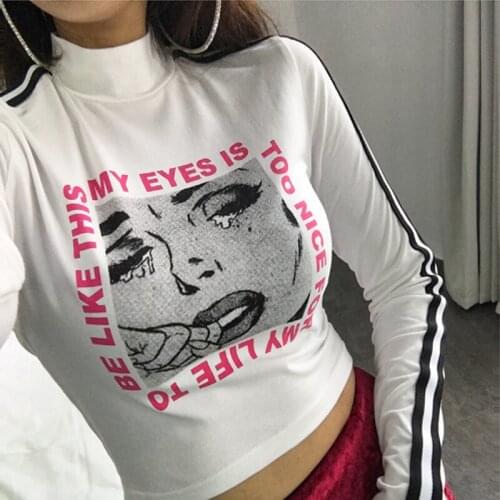 Y2K women 2021 high quality cotton long sleeve tops summer slim streetwear vintage long-sleeved t shirt 90s girls