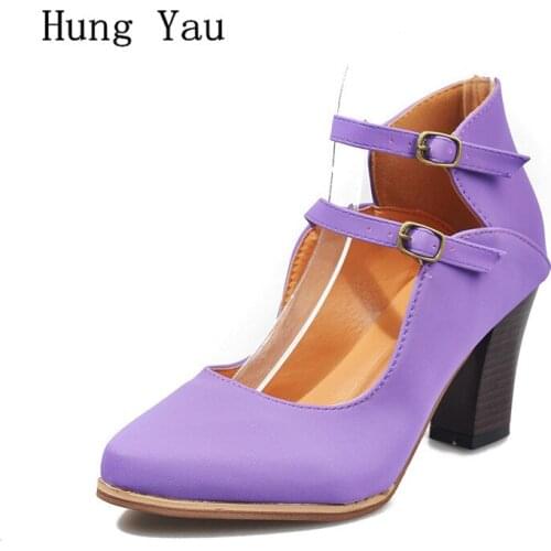 Woman Sandals Shoes Summer Pumps High Heels Thick Pointed Toe Casual Buckle Strap Fashion Gladiator Plus Size 34-43
