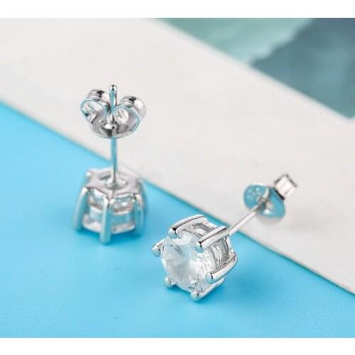 Lady Delicated Crystal Earring Trendy Crown Stud Earrings Silver Plated CZ Jewelry For Women Girls Exquisited Jewelry Gift