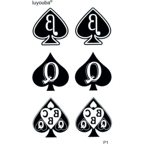 100pcs Poker Spades Waterproof Temporary Tattoos Women Fake Tattoo glitter Tattoo & body art Tatuajes Faux Tatouage