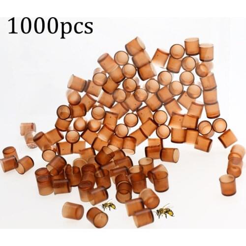 1000PC Bee Queen Rearing King Plastic Brown Color Cells Cages Room Cups Cell Cage Cup Bees Tools Beekeepers Equipment Product