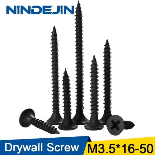 20-50pcs Cross Flat Head Self Tapping Screw M3.5 Drywall Wood Screws Black Carbon Steel Phillips Screw