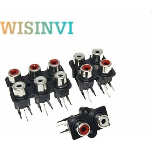 5Pcs 2/4/6-hole RCA mother stereo audio jack AV audio input socket connector Lotus discharge device interface signal connection