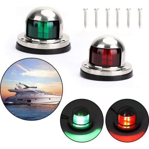 Areyourshop 8 LED Marine Bow Boat Yacht Navigation Green Red Light 12V Stainless Steel 2PCS for Car Boat Parts
