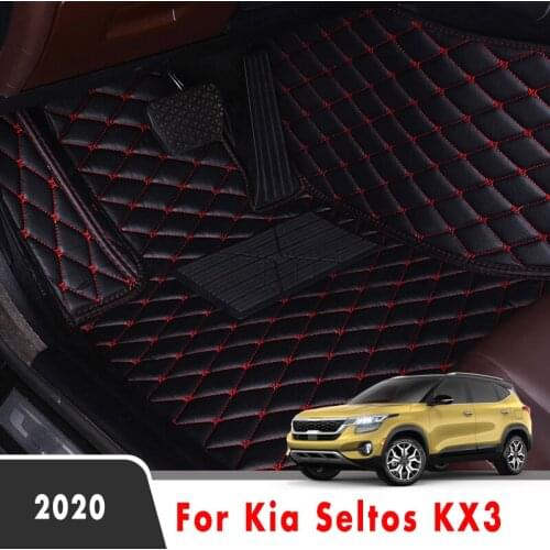 Car Floor Mats For Kia Seltos KX3 2020 Auto Styling Custom Waterproof Decoration Leather Carpets Interior Accessories Foot Pads