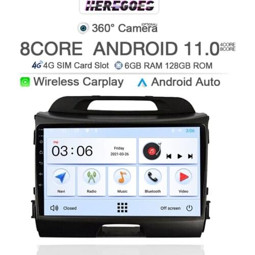 360 Camera DSP Android 10 Car DVD Player For KIA Sportage 3 2010-2016 Wireless Carplay Navigation GPS 4G LTE 128G Stereo Radio
