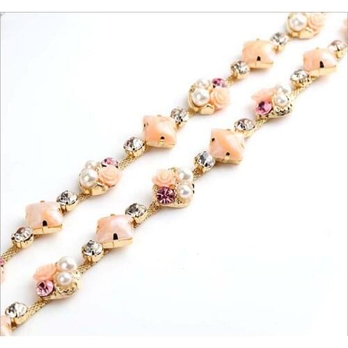Free Shipping 5 yards Crystal Rhinestone Trim, Rhinestone Applique, Bridal Applique,Wedding Applique,Rhinestone Chain TONG020