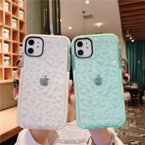 Diamond Grain Phone Case For iPhone 11 12Pro Max X XR XS XsMax Glitter Transparent Colorful TPU Back Cover For iPhone 12 7 8Plus