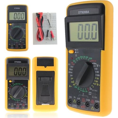 Digital Multimeter Volt Amp Ohm Hz Ac/dc Tester 8fuction Dt9208a Temperature Hertz Test