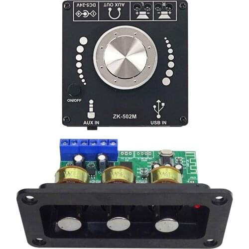 ZK-502M HIFI 2.0 Digital Power Amplifier Module 50Wx2 with Bluetooth Amplifier Power Audio Board 20Wx2
