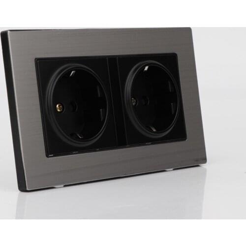 One Piece EU Double Power Socket Schuko, Schuko Power Panel, 16A EU Standard Wall Outlet