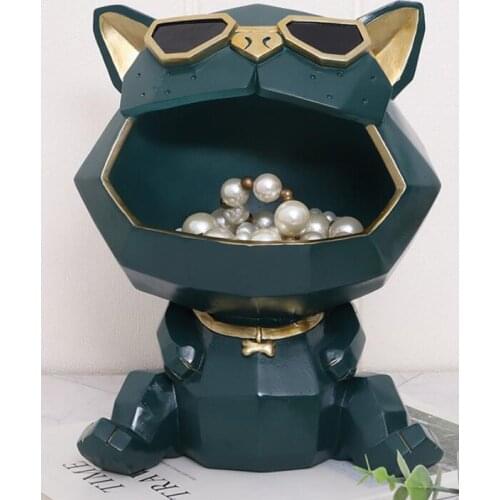 Cool dog Figurine big mouth dog storage box home decoration ornamental resin art sculpture figurines home decor gift decorative