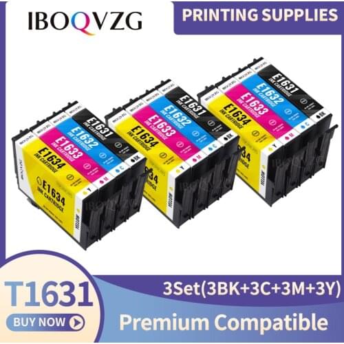 IBOQVZG Replacement T1631 T16 16 XL E-1631 T1634 Ink Cartridges For Epson WorkForce WF-2540WF WF-2630WF WF-2650DWF WF-2660DWF