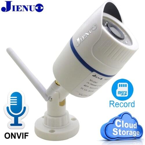 JIENUO IP Camera Wireless Cloud Storage Audio Cctv Security Outdoor Waterproof SD Card Slot Surveillance White HD Home Cam Wifi