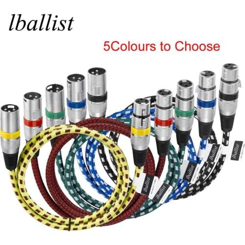 Lballist 3Pin XLR Cable Male to Female OFC Copper Foil Braided Shielded For Mic Mixer Amp 1m 2m 3m 5m
