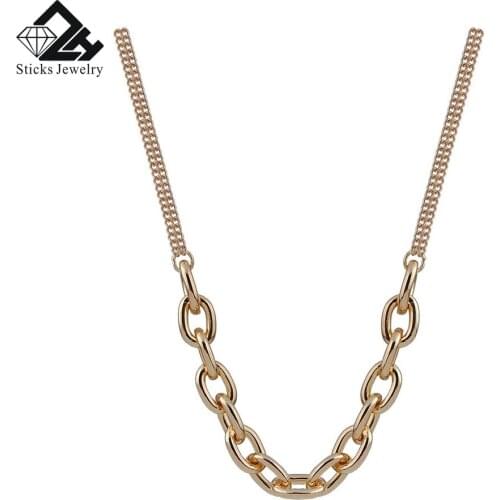Punk Miami Choker Necklace Collar Statement Hip Hop Big Chunky Aluminum Gold Color Thick Chain Necklace Women Jewelry