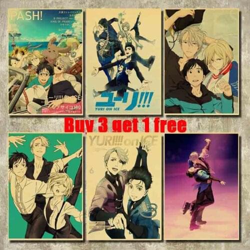 NYURI!!! on ICE Retro Posters Japanese Anime Wall Stickers Kraft Paper Prints Clear Image Home Decoration