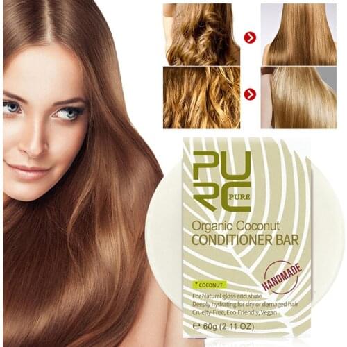 PURC Organic Coconut Conditioner Bar Vegan Handmade Repair Damage Frizzy Hair Conditioner Bar Shampoo Conditioner Hair Care