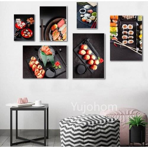 Japanese Food Sushi Posters Wall Art Painting Modern Square Canvas Prints and Posters Sticker for Dining Room Kitchen Home Decor