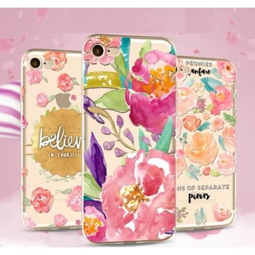 For iPhone 12 Mini 11 Pro XS Max X XR 8 7 6 6S Plus Cover Watercolor Quotes Floral Flower Clear Soft TPU Case