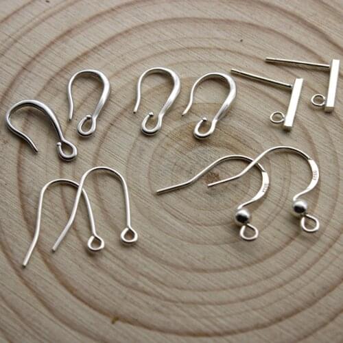 Real S925 Sterling Silver French Earring Hooks Clasps Stud Ear Wires Findings Fit DIY Jewelry Making Accessories Supplies Z1318