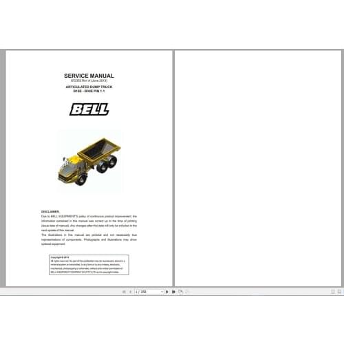 BELL Articulated Dump Trucks Operator Manual, Service Manual and Part Manual Full DVD