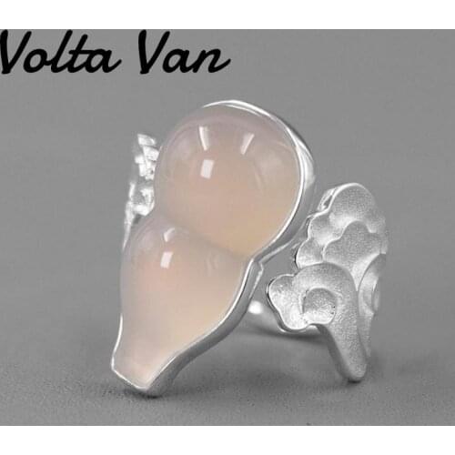 Volta Van 925 Sterling Silver Rings Chalcedony Vintage Classical 2021 New Fine Jewelry Elegant Relief Concise Opening Rings