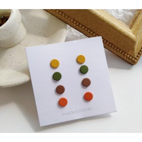 S925 needle Earings Simple Design Round Yellow Green Brown Orange Matte Stud Earrings Female Jewelry Girl Gifts