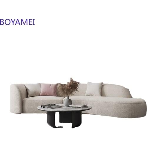 Modern light luxury fabric sofa living room small family Italian minimalist latex sofa combination arc creative design
