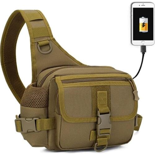 Tactical sling Bag USB Charging Army Military Bags Men Hiking Hunting Fishing Molle Backpack Camping Nylon Outdoor Sport Pack