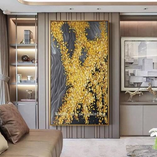 High Quality hand painted Abstract gold Trees Oil Painting On Canvas 100% Handmade Beautiful flower Landscape Tree Oil Paintings