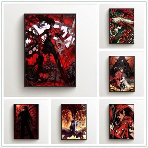 WTQ Canvas Painting Anime Posters Hellsing Alucard Alexander Anderson Wall Decor Wall Art Picture for Living Room Decor