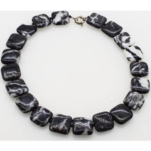 Zebra agate black white square 20*6mm necklace 18inch FPPJ wholesale beads nature