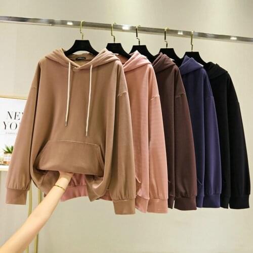 Women Hoodie Casual Sweatshirts Full Sleeves Fashion Solid Color Hoody Big Size Coat Winter Loose Streetwear