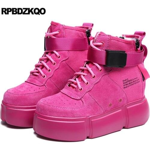 Canvas Platform Flatform Wedge Casual Booties Combat Boots Military Luxury Brand Shoes Women High Heel Muffin Autumn Lace Up