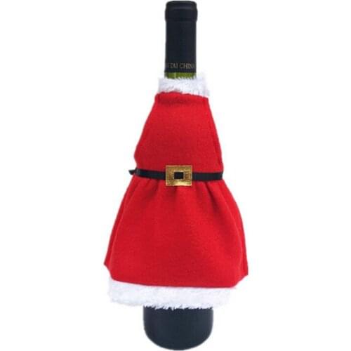 1Pc Red Wine Apron Bottle Cover Bags Christmas Hat For Table Decoration Home Party Decoration