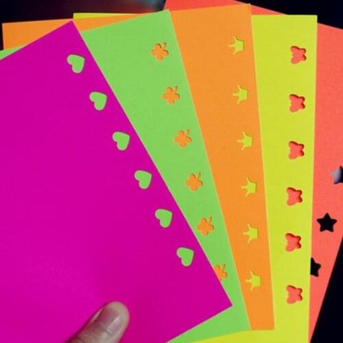 10pcs Multicolor Adhesive Embossed Paper,Color Fluorescent Scrapbooking Craft Sticker Punch Stamping DIY Gift Decor Card YH28