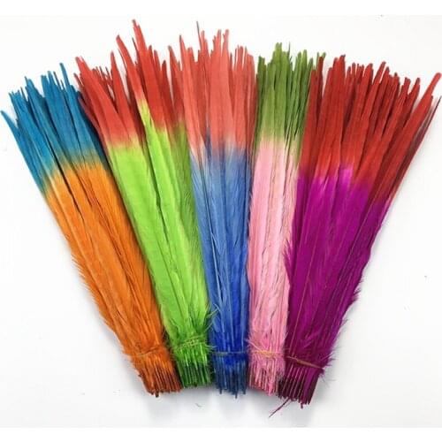 100Pcs/lot Two Colors Ringneck Pheasant Tail Feathers for Crafts 40-45cm/16-18" Pheasant Feather Decor Plumas Carnaval Plumes
