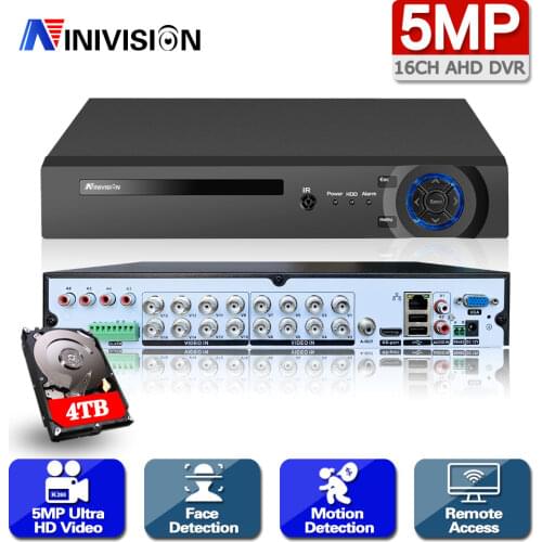 16 Channel 5MP AHD DVR NVR Hybrid 6 in 1 Video Recorder for 5MP 4MP 1080P TVI CVI CVBS AHD IP CCTV Security Camera with 4TB HDD
