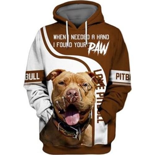 2021 Fashion Animal Pit Bull 3D Printed Hoodie Men Women Casual Pet Dog Designs Hooded Oversized Hooded Coat Drop Shipping WQ-42