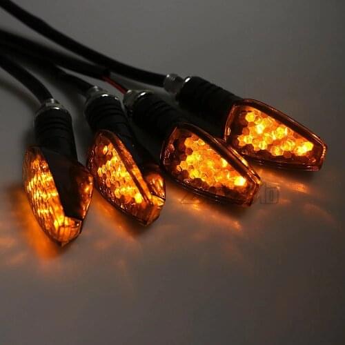 4pcs/set Universal Motorcycle LED Turn Signals Long Short Turn Signal Indicator Lights Blinkers Flashers Amber Color Accessories